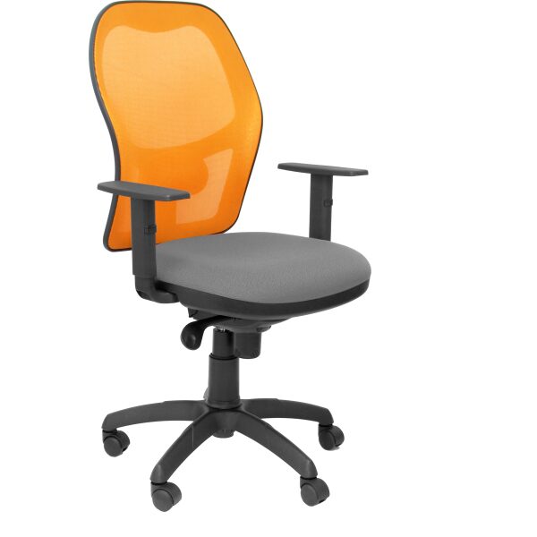 Silla Jorquera malla naranja asiento bali gris claro