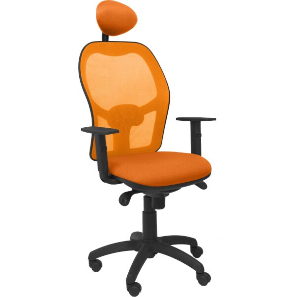 Silla Jorquera malla naranja asiento bali naranja con cabecero fijo