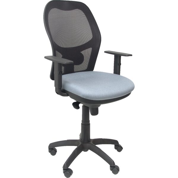 Silla Jorquera malla negra asiento bali gris claro