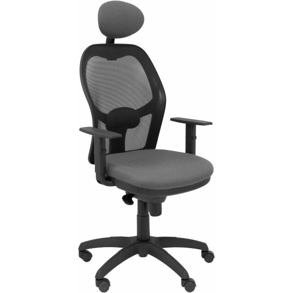 Silla Jorquera malla negra asiento bali gris con cabecero fijo