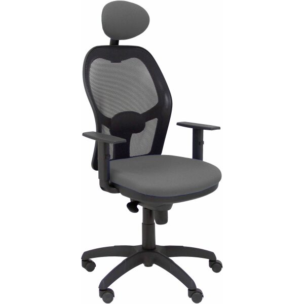 Silla Jorquera malla negra asiento bali gris oscuro con cabecero fijo