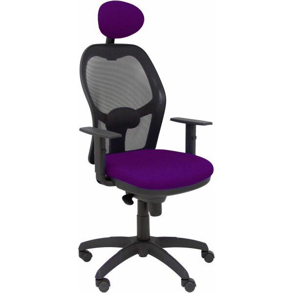 Silla Jorquera malla negra asiento bali morado con cabecero fijo