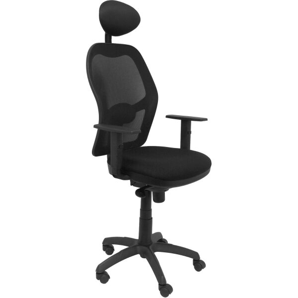 Silla Jorquera malla negra asiento bali negro con cabecero fijo