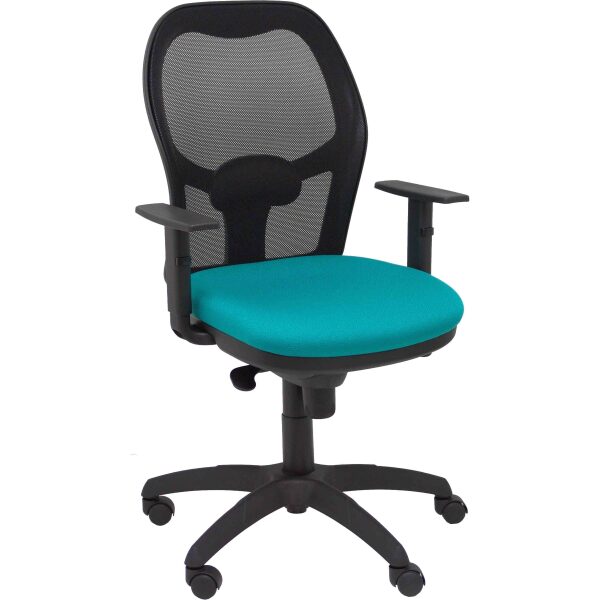 Silla Jorquera malla negra asiento bali turquesa