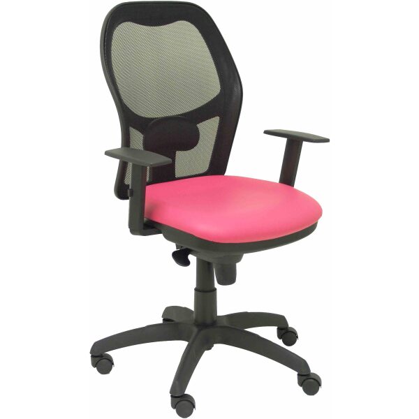 Silla Jorquera malla negra asiento similpiel rosa