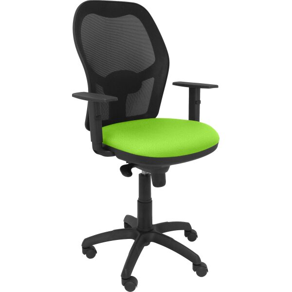 Silla Jorquera malla negro asiento verde pistacho