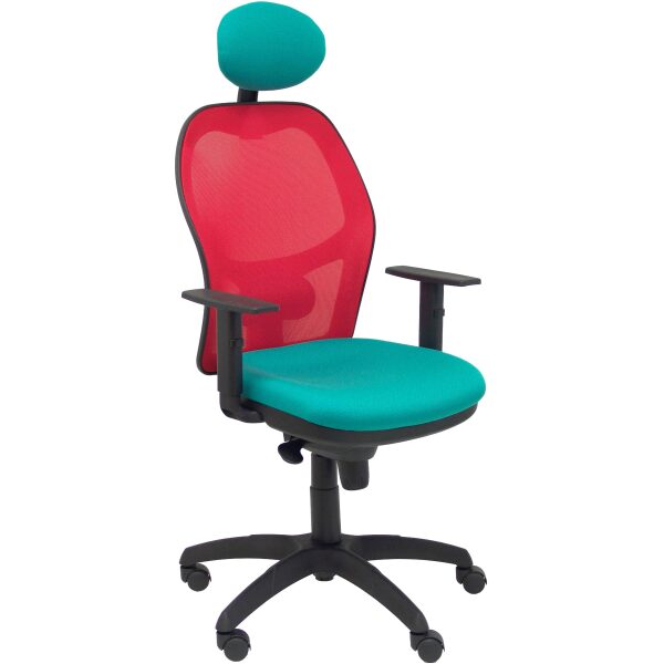 Silla Jorquera malla roja asiento bali turquesa con cabecero fijo