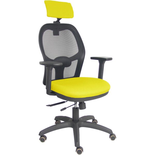 Silla Jorquera traslack malla negra asiento bali amarillo brazos 3D cabecero regulable