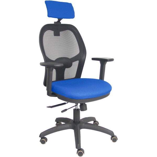 Silla Jorquera traslack malla negra asiento bali azul brazos 3D cabecero regulable