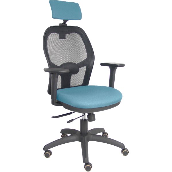 Silla Jorquera traslack malla negra asiento bali azul cielo brazos 3D cabecero regulable