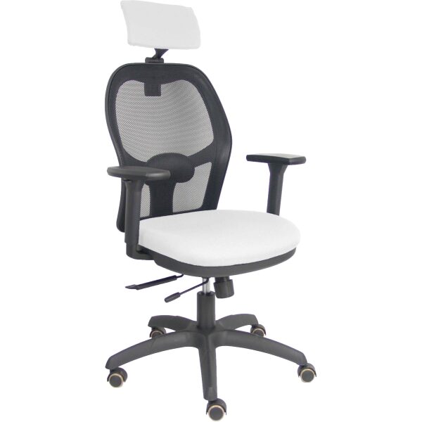 Silla Jorquera traslack malla negra asiento bali blanco brazos 3D cabecero regulable