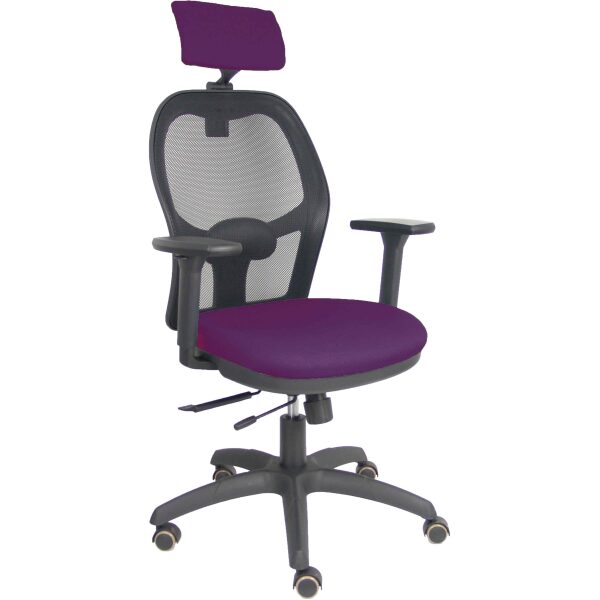 Silla Jorquera traslack malla negra asiento bali morado brazos 3D cabecero regulable