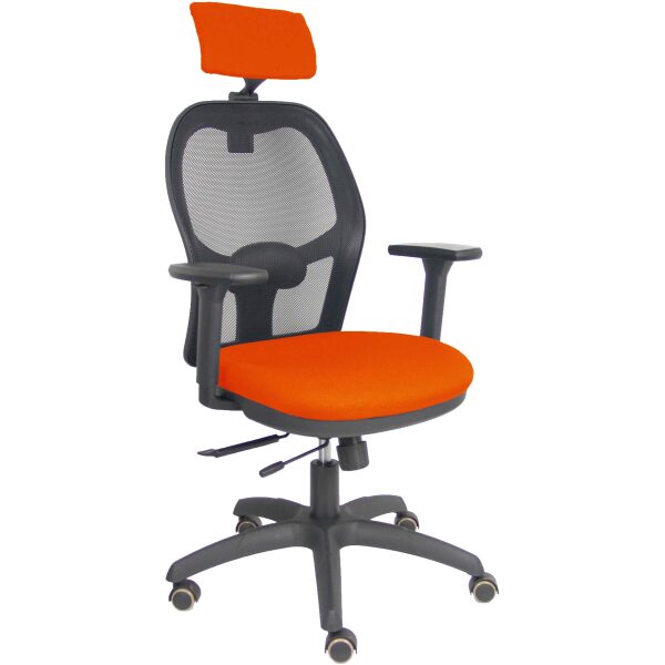 Silla Jorquera traslack malla negra asiento bali naranja oscuro brazos 3D cabecero regulable