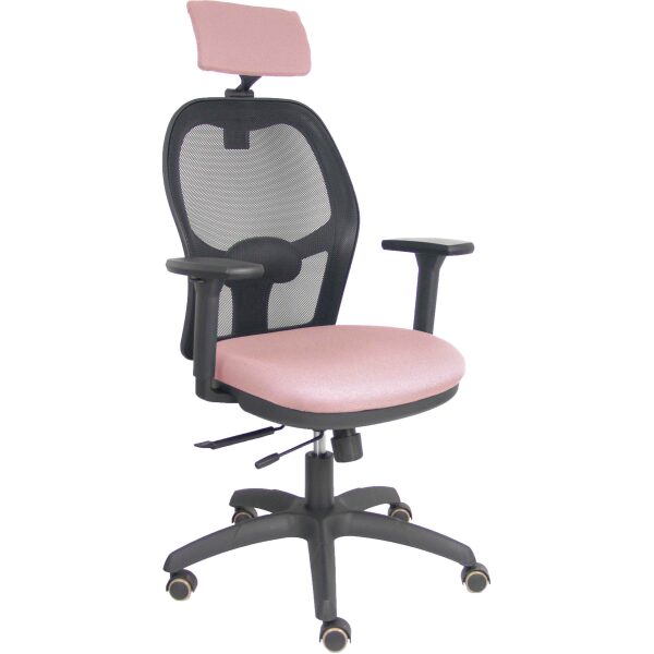 Silla Jorquera traslack malla negra asiento bali rosa brazos 3D cabecero regulable