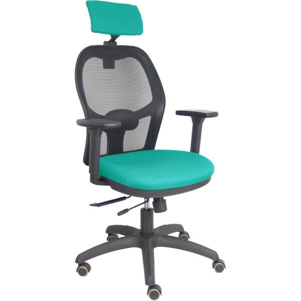 Silla Jorquera traslack malla negra asiento bali turquesa brazos 3D cabecero regulable