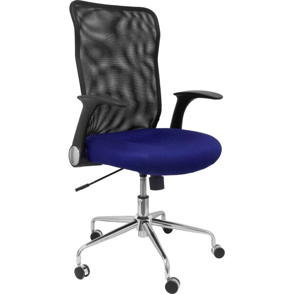 Silla Minaya respaldo malla negro asiento 3D azul