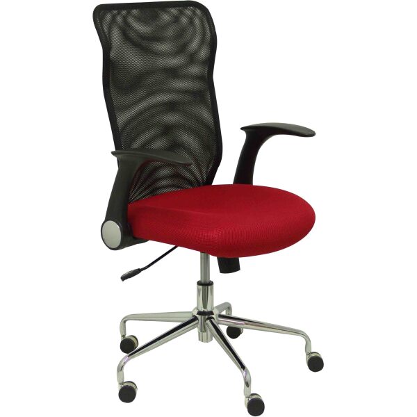 Silla Minaya respaldo malla negro asiento 3D rojo