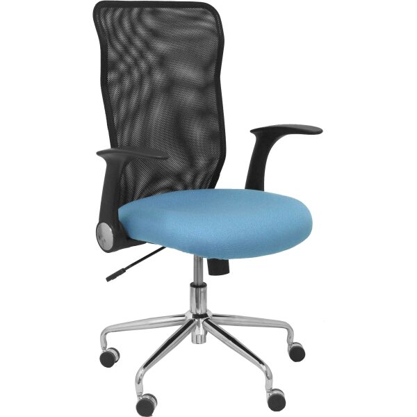 Silla Minaya respaldo malla negro asiento bali azul cielo