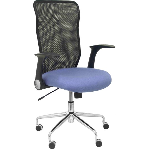 Silla Minaya respaldo malla negro asiento bali azul claro