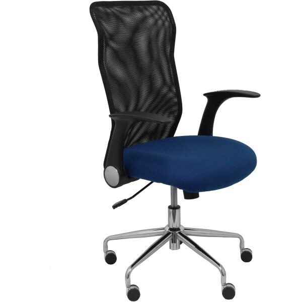 Silla Minaya respaldo malla negro asiento bali azul marino