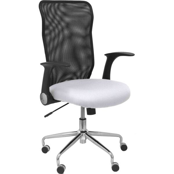 Silla Minaya respaldo malla negro asiento bali blanco