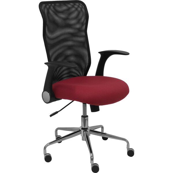 Silla Minaya respaldo malla negro asiento bali granate