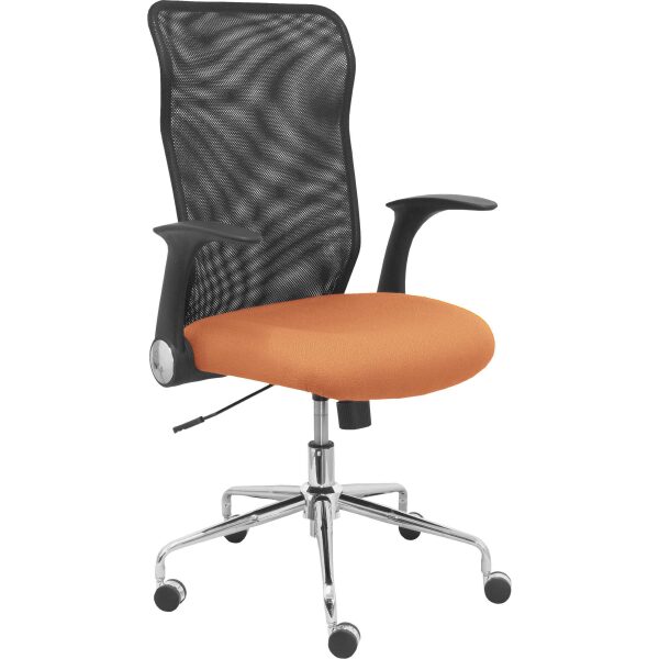 Silla Minaya respaldo malla negro asiento bali marrón