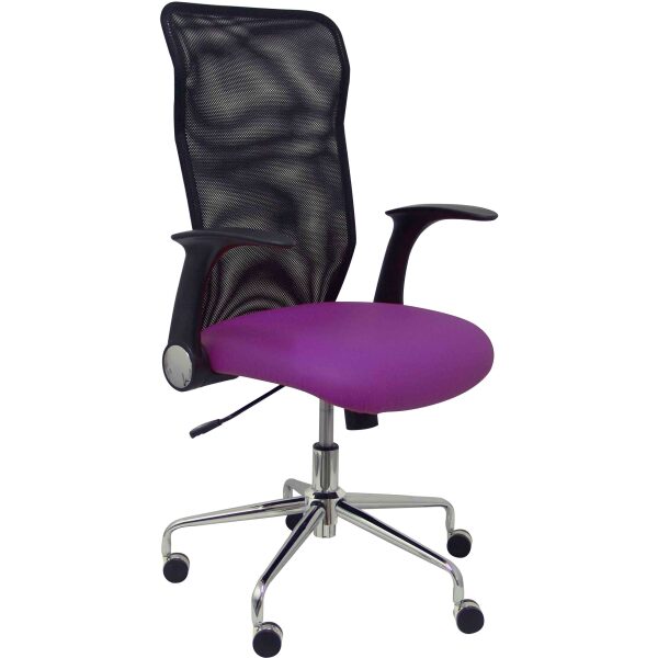 Silla Minaya respaldo malla negro asiento bali morado
