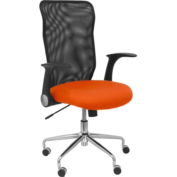 Silla Minaya respaldo malla negro asiento bali naranja oscuro
