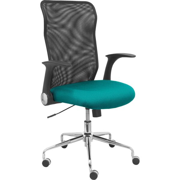 Silla Minaya respaldo malla negro asiento bali turquesa