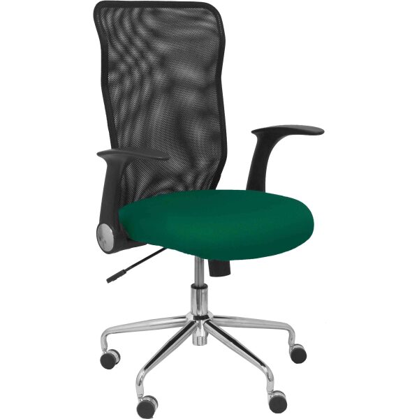 Silla Minaya respaldo malla negro asiento bali verde botella