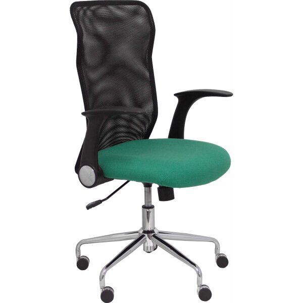 Silla Minaya respaldo malla negro asiento bali verde esmeralda