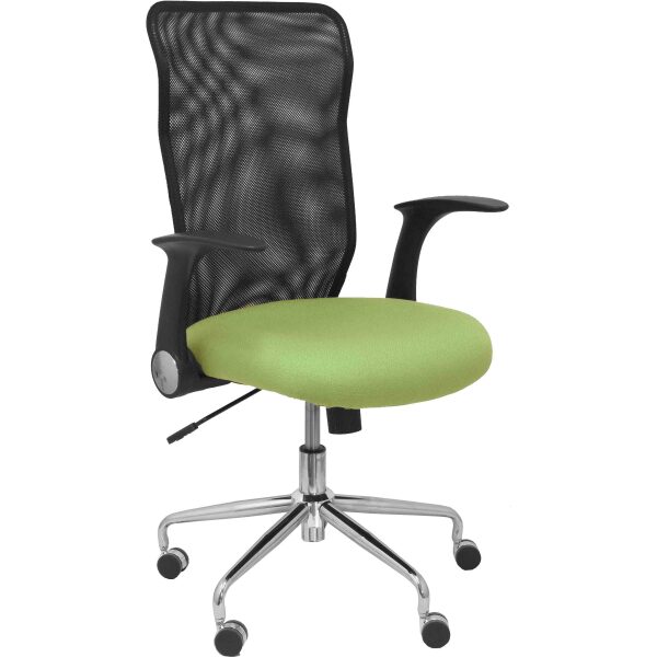 Silla Minaya respaldo malla negro asiento bali verde oliva