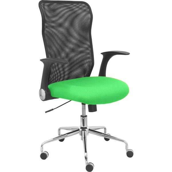 Silla Minaya respaldo malla negro asiento bali verde pistacho