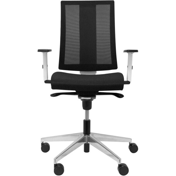Silla Navigo blanca con respaldo malla asiento bali negro