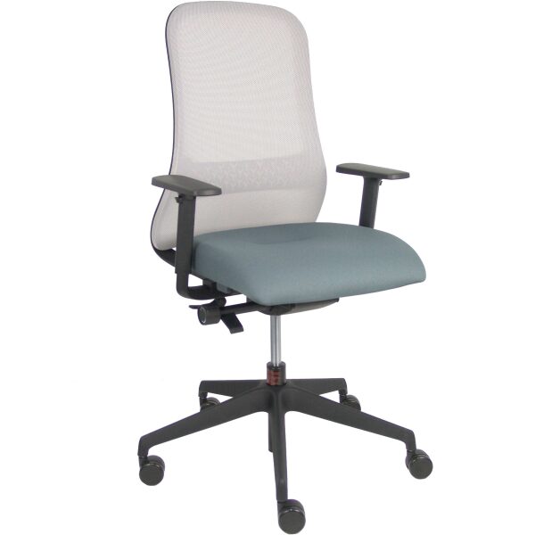 Silla Souly negra traslack malla gris asiento gris brazo 2D con lumbar