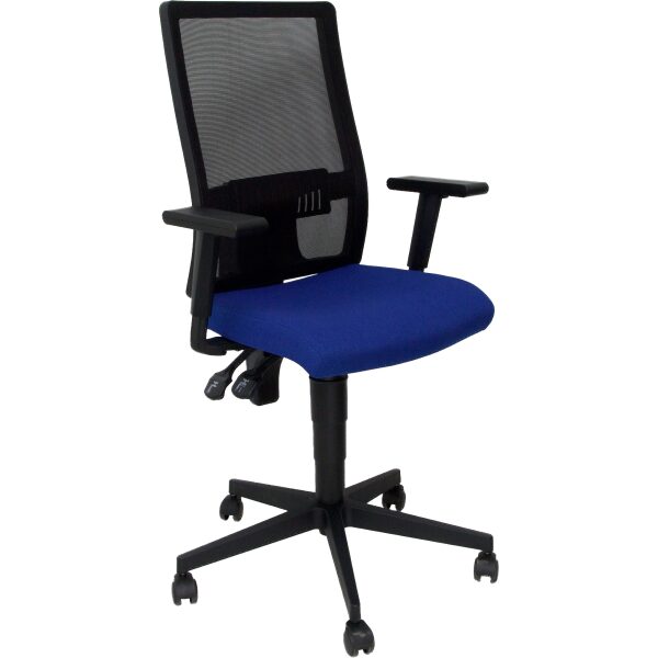 Silla Taktik respaldo malla negro asiento bali azul