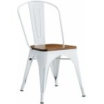 Silla tol ek wood acero blanca asiento madera jpg