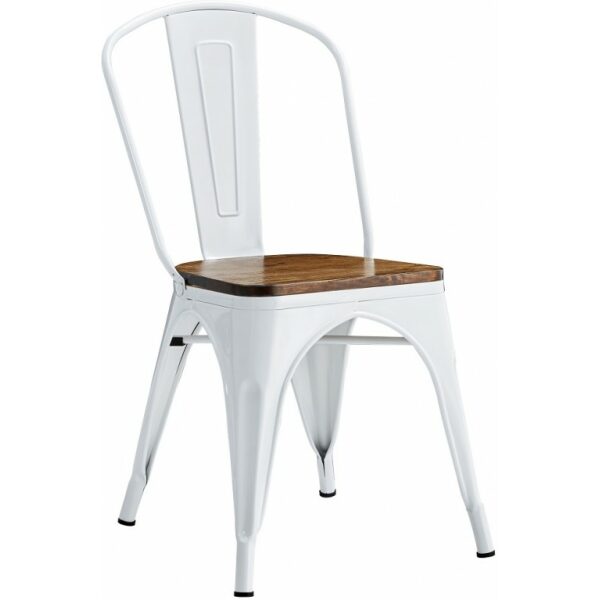 Silla tol ek wood acero blanca asiento madera jpg