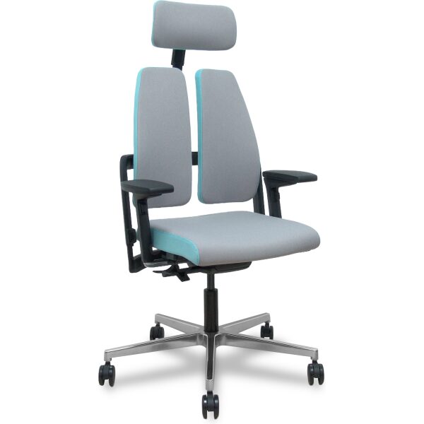 Silla Xilium Duo traslak X-move era gris y azul brazo 4D cabecero 2D