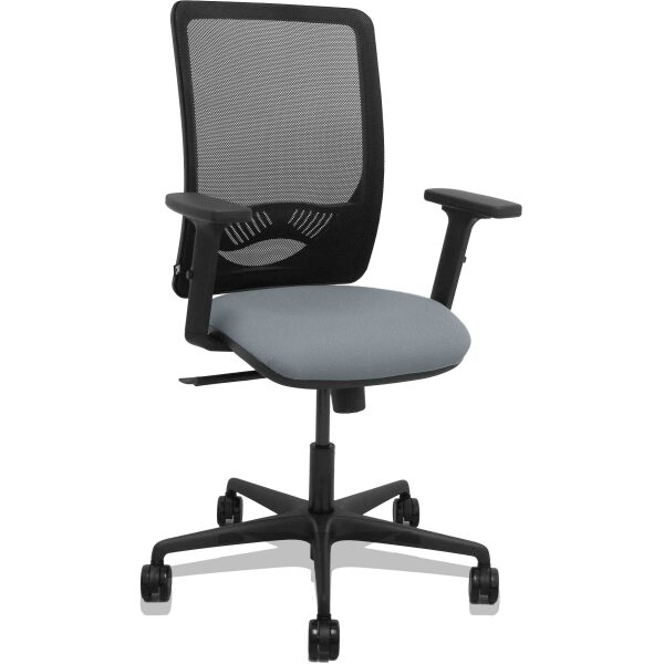 Silla Zulema sincro malla negra asiento bali gris brazos 2D ruedas 65mm