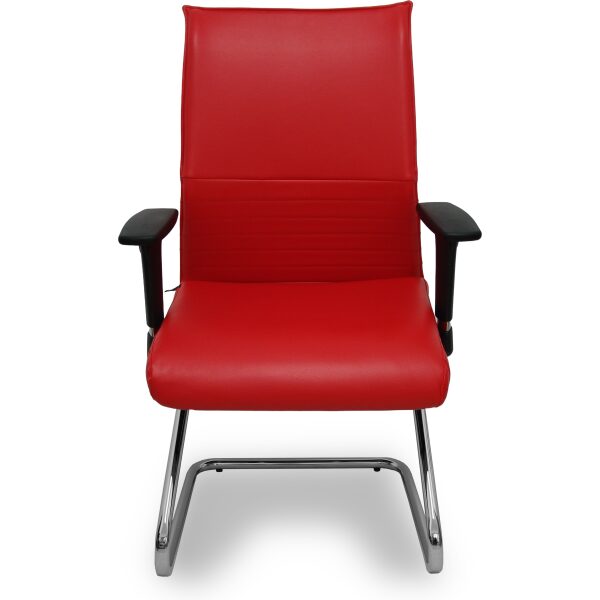 Sillón Albacete confidente patín similpiel rojo brazos regulables