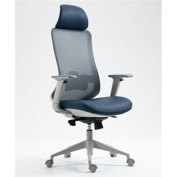 Sillon de oficina aranjuez alto gris ergonomico multifuncion malla y asiento azul jpg