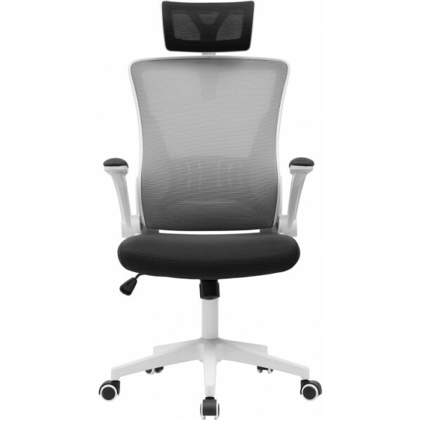 Sillon de oficina lauro alto blanco malla gris asiento negro 1 jpg