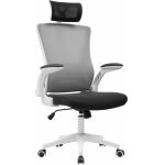 Sillon de oficina lauro alto blanco malla gris asiento negro jpg