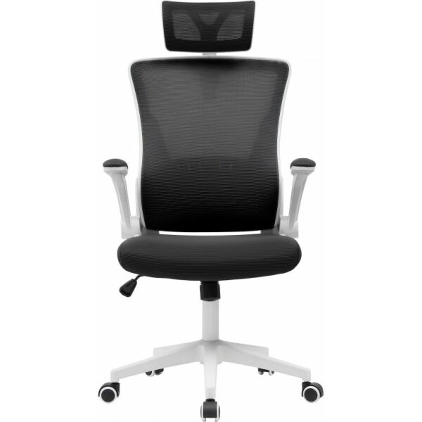 Sillon de oficina lauro alto blanco malla y asiento negro 1 jpg