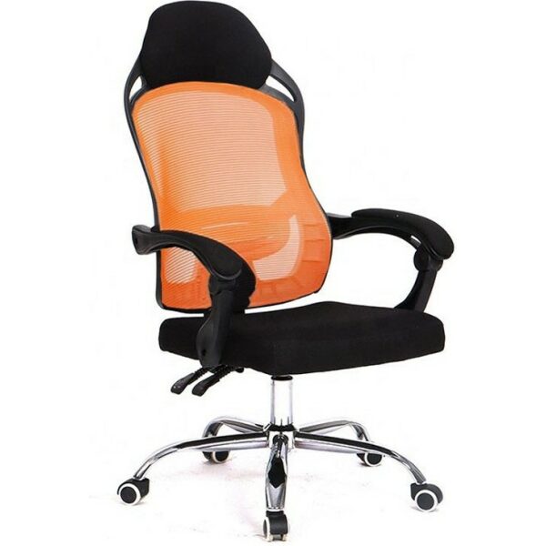 Sillon de oficina linz negro alto gas sincro malla naranja y tejido negro jpg