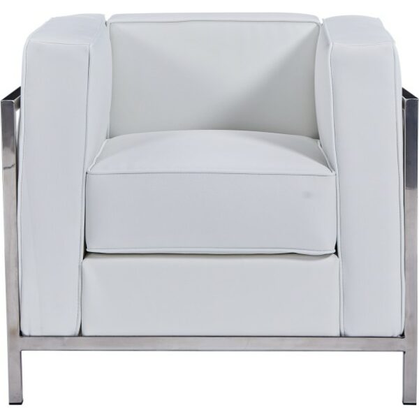 Sillon lobby acero inoxidable similpiel blanca 1 jpg