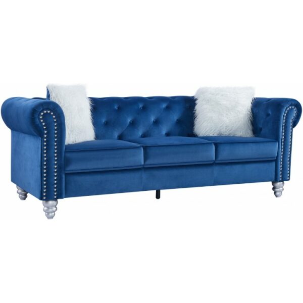 Sofa chester style 3 plazas tapizado velvet azul 67 jpg