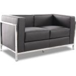 Sofa lobby 2 plazas acero inoxidable similpiel negra jpg